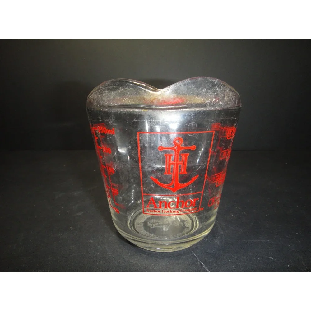Anchor Hocking 1 Cup Glass Measuring Cup Red Markings 8oz 250ml Microwave Safe
